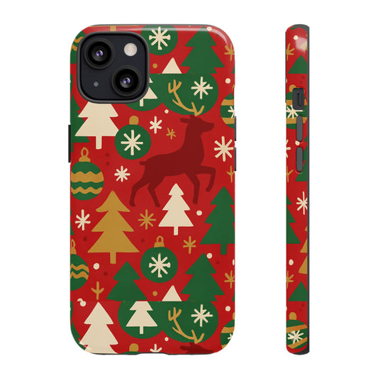 Vibrant Red Christmas Phone Case with Festive 3D Design for Stylish Protection Compatible with iPhone 13, 14, 15 & 16 – all models including Pro, Pro Max & Plus
