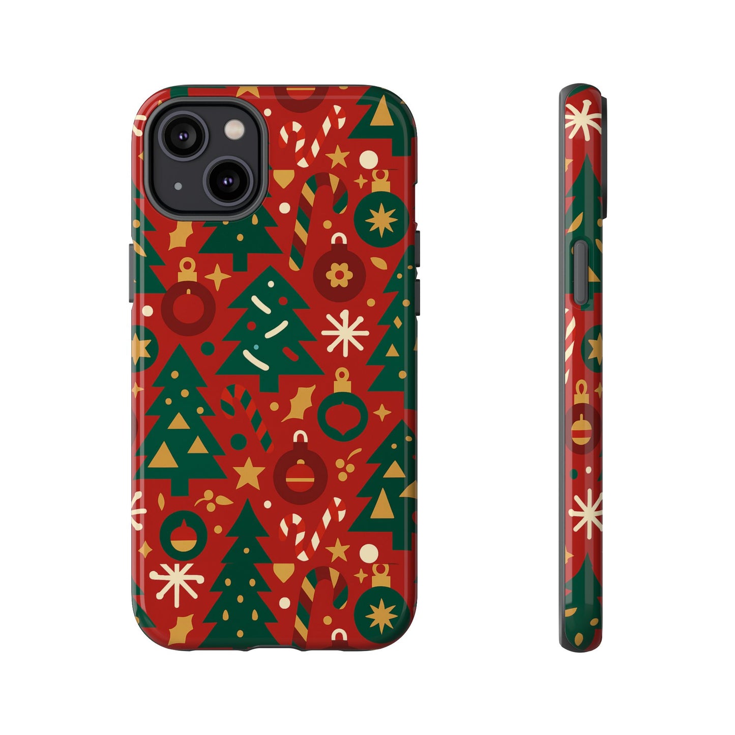 festive red christmas phone case with 3d wrap design – vibrant protection for iphone 13, 14, 15 & 16 – all models including pro, pro max & plus