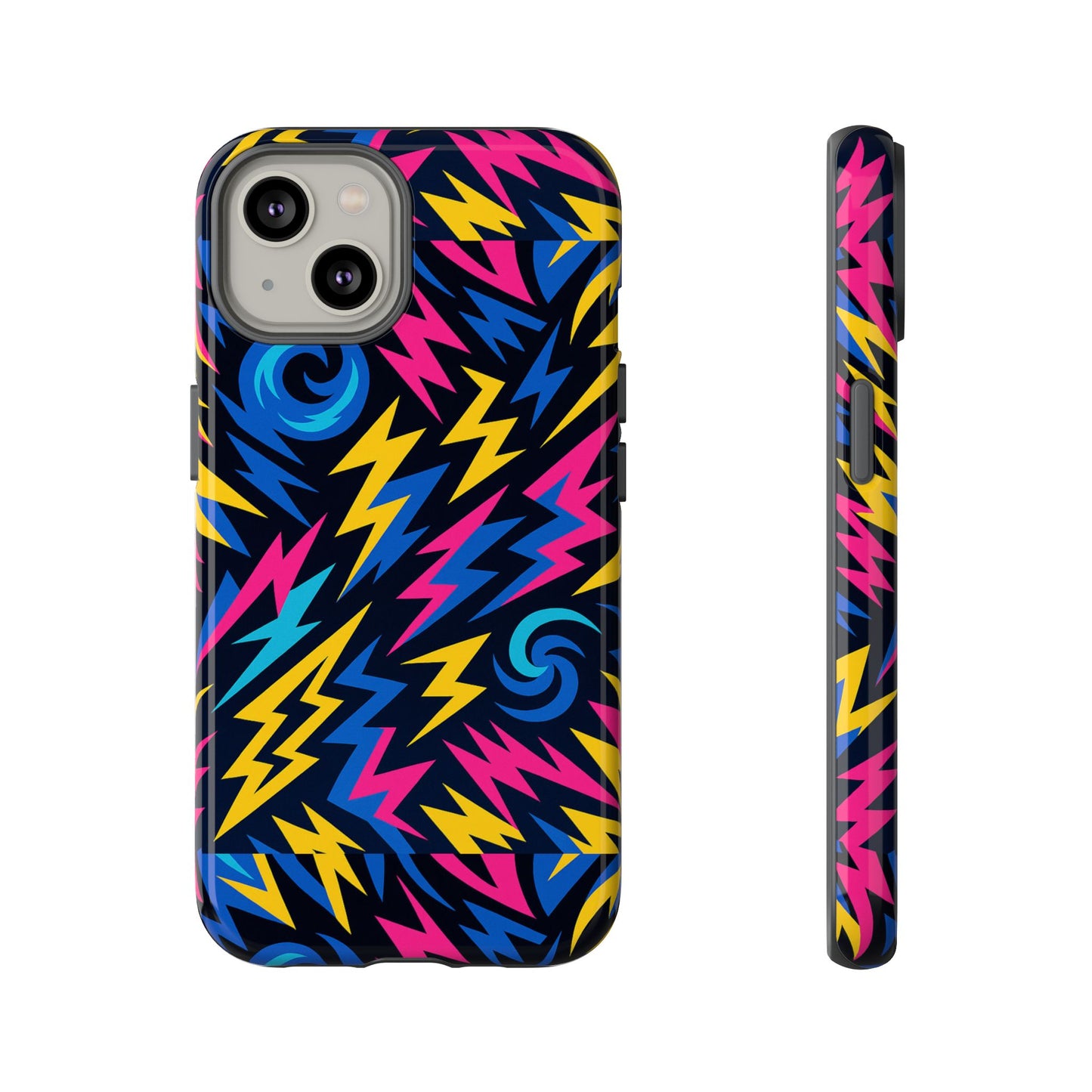 vibrant lightning bolt protective phone case with 3d wrap design for trendy aesthetic accessories compatible with iphone 13, 14, 15 & 16 – all models including pro, pro max & plus