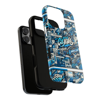 Vibrant 3D Wrap Protective Phone Case in Retro Blue Aesthetic for Stylish Protection Compatible with iPhone 13, 14, 15 & 16 – All Models Including Pro, Pro Max & Plus