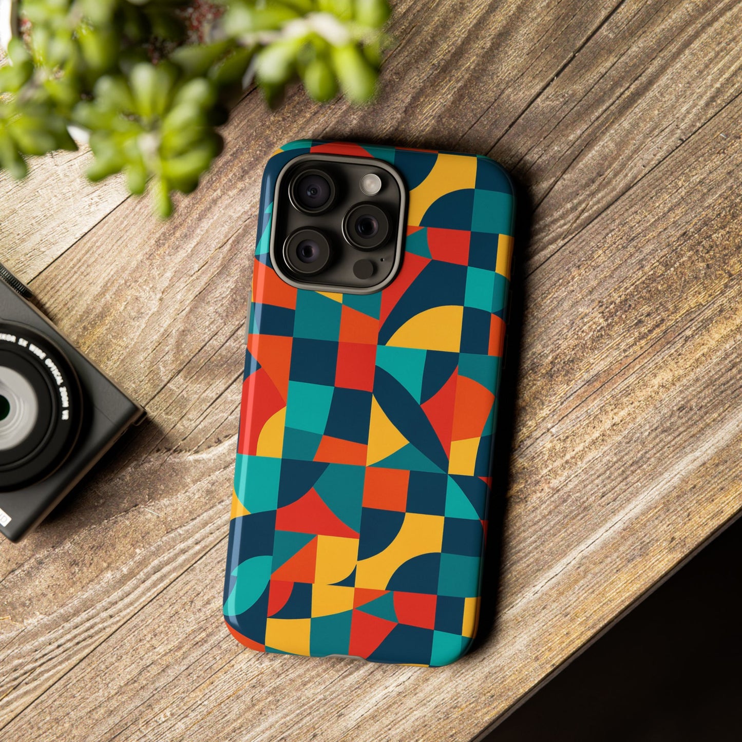 vibrant multicolour geometric 3d wrap phone case for stylish protection and unique expression compatible with iphone 13, 14, 15 & 16 – all models including pro, pro max & plus
