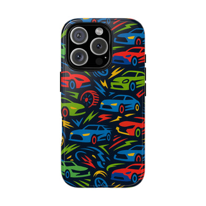 Vibrant 3D Car Design Protective Phone Case – Fun Retro Style for Kids and Adults – Stylish Protection – Compatible with iPhone 13, 14, 15 & 16 – all models including Pro, Pro Max & Plus