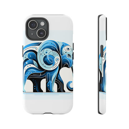 Vibrant 3D Blue Elephant Design Protective Phone Case – Unique Abstract Art Style for Stylish Protection Compatible with iPhone 13, 14, 15 & 16 – all models including Pro, Pro Max & Plus