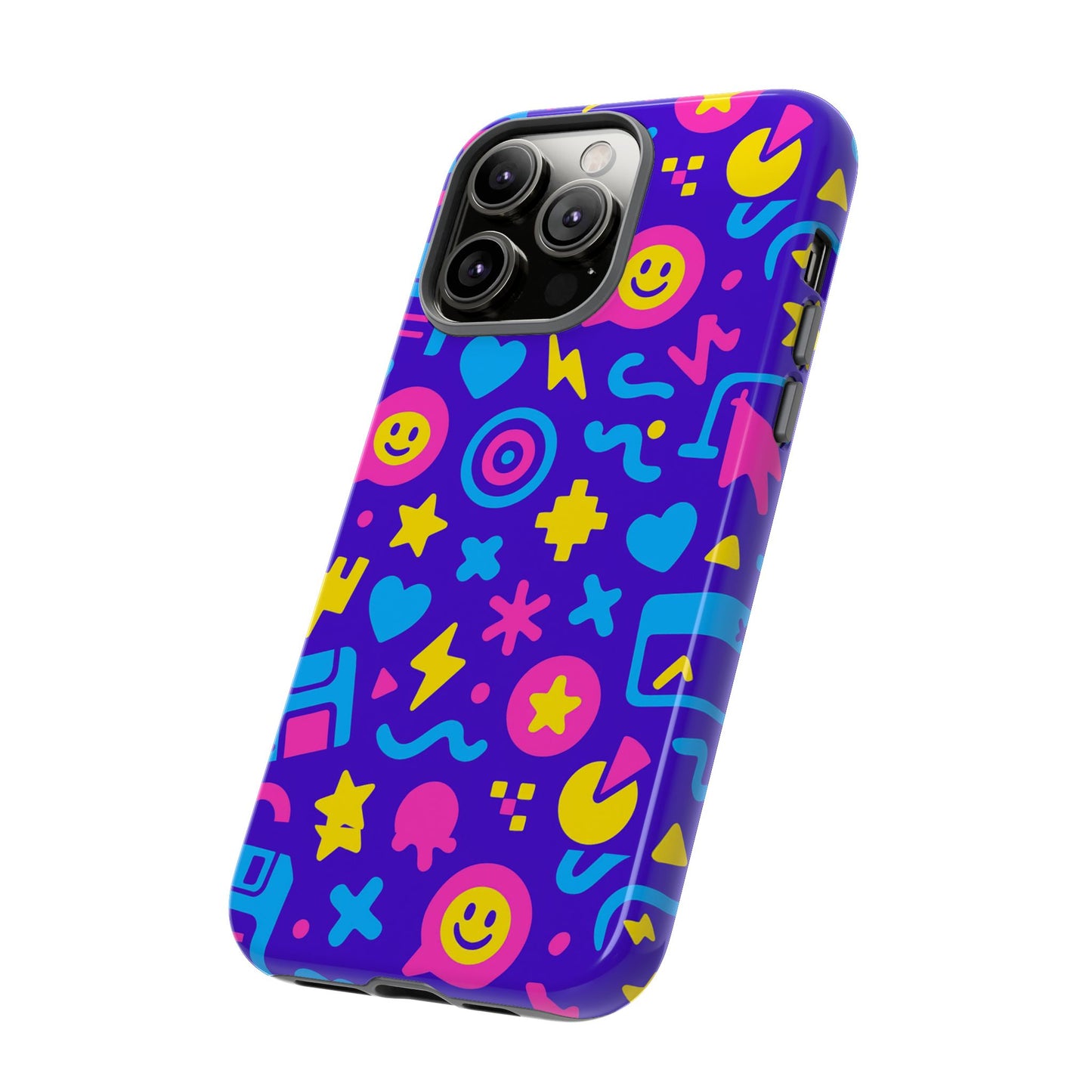 multicolor y2k protective phone case with 3d wrap design – fun and playful accessory compatible with iphone 13, 14, 15 & 16 – all models including pro, pro max & plus