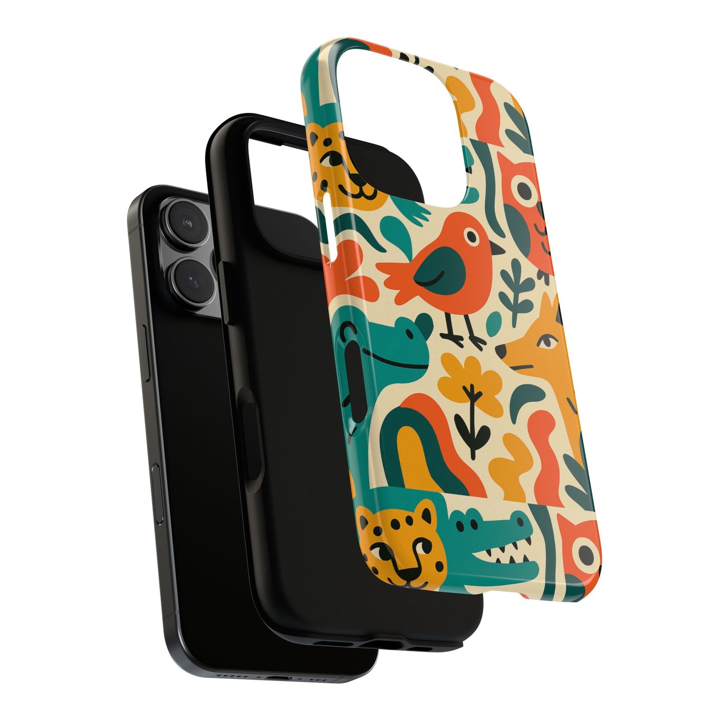 vibrant animal print protective phone case with 3d wrap design for unique style and expression compatible with iphone 13, 14, 15 & 16 – all models including pro, pro max & plus
