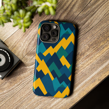 Vibrant Geometric Mountain Design Protective Phone Case for Unique Style and Durable Protection Compatible with iPhone 13, 14, 15 & 16 – all models including Pro, Pro Max & Plus