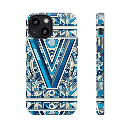 Blue Alphabet Letter V Phone Case for Men Women Kids Durable Shockproof Cartoon Anime Style Gift