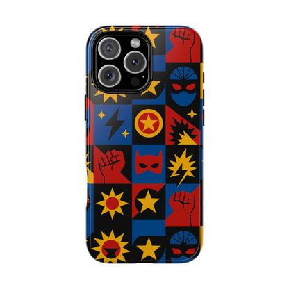 Vibrant Superhero Phone Case with Retro 3D Design for Stylish Protection Compatible with iPhone 13, 14, 15 & 16 – All Models Including Pro, Pro Max & Plus