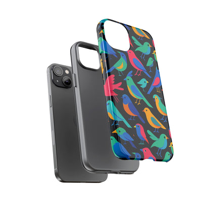 Vibrant Multicolour 3D Bird Print Protective Phone Case for Smart Devices – Unique Accessory for Trendsetters Compatible with iPhone 13, 14, 15 & 16 – All Models Including Pro, Pro Max & Plus