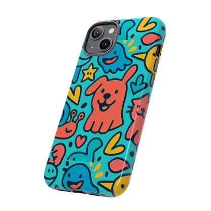 Vibrant Colourful Protective Phone Case with Fun Animal Cartoon Design – Stylish Protection for Kids and Adults Compatible with iPhone 13, 14, 15 & 16 – All Models Including Pro, Pro Max & Plus