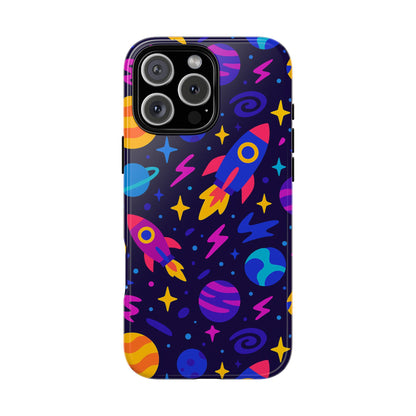 Vibrant 3D Wrap Protective Phone Case with Playful Space Theme for Stylish Self-Expression Compatible with iPhone 13, 14, 15 & 16 – all models including Pro, Pro Max & Plus