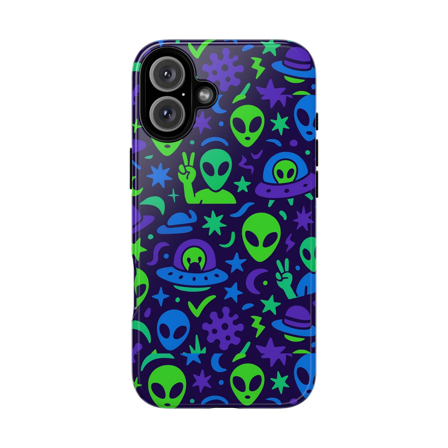 multicolour alien 3d wrap protective phone case, playful anime design for unisex self-expression, stylish protection, compatible with iphone 13, 14, 15 & 16 – all models including pro, pro max & plus