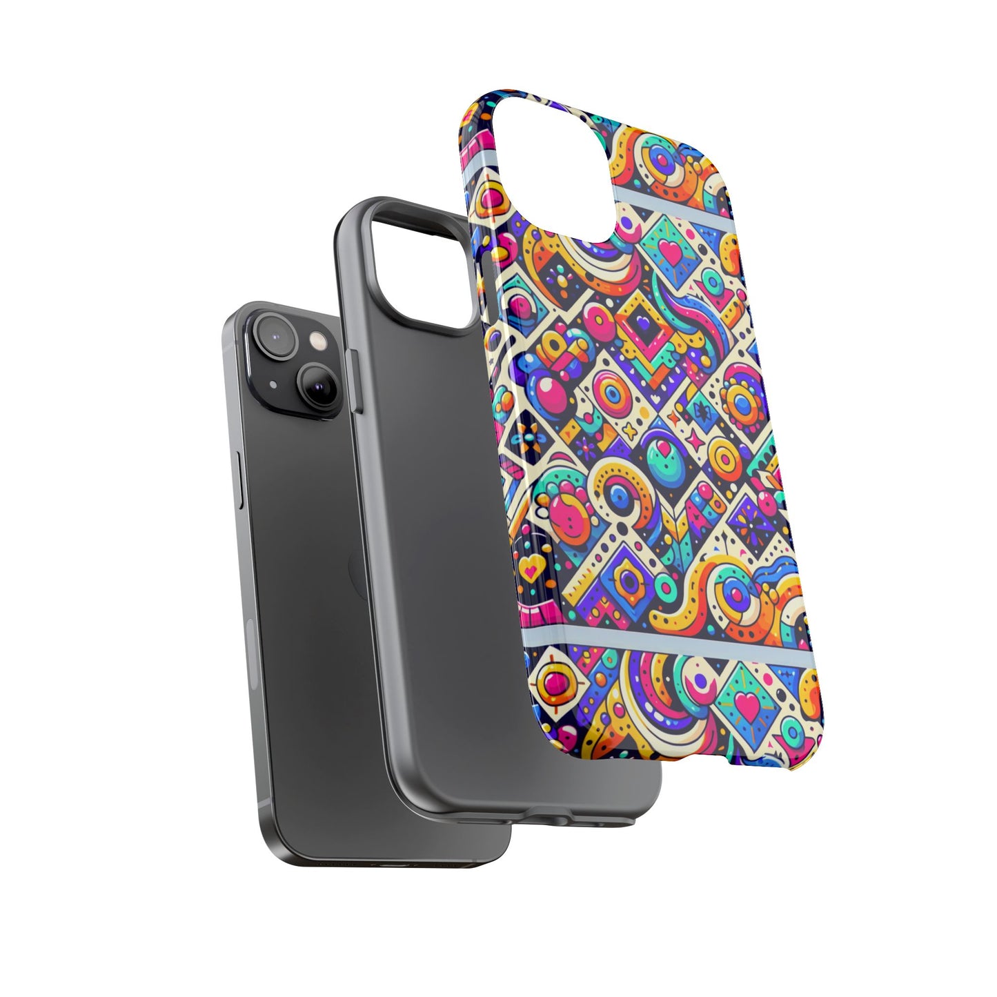 pattern image 6 vibrant 3d wrap phone case for anime and comic fans - colourful abstract design compatible with iphone 13, 14, 15 & 16 – all models including pro, pro max & plus