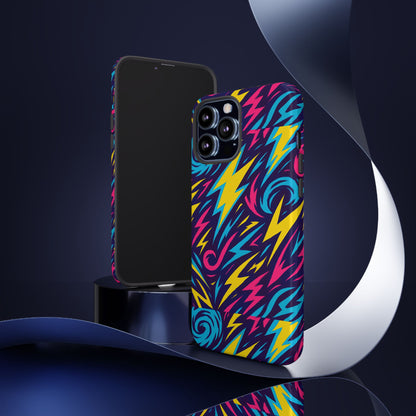 Vibrant Retro Lightning Bolt Protective Phone Case with 3D Design for Fashion Lovers Compatible with iPhone 13, 14, 15 & 16 – all models including Pro, Pro Max & Plus