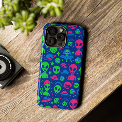 Vibrant Multicolour Alien 3D Wrap Phone Case in Retro Anime Style for Stylish Protection Compatible with iPhone 13, 14, 15 & 16 – all models including Pro, Pro Max & Plus