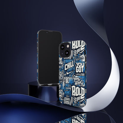 Vibrant 3D Typography Phone Case in Blue – Stylish Protection for Trendy Individuals – Compatible with iPhone 13, 14, 15 & 16 – all models including Pro, Pro Max & Plus
