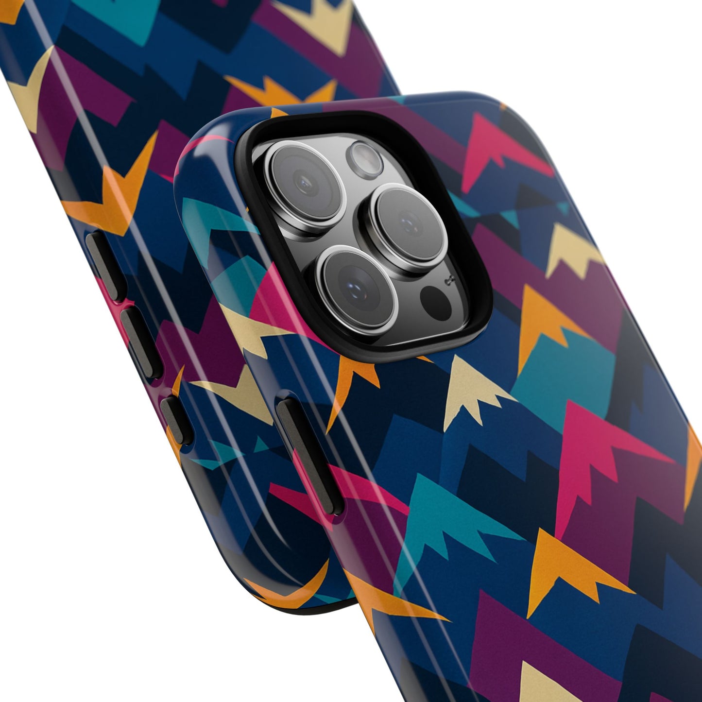 multicolour mountain geometric protective phone case – stylish accessory for unique self-expression compatible with iphone 13, 14, 15 & 16 – all models including pro, pro max & plus