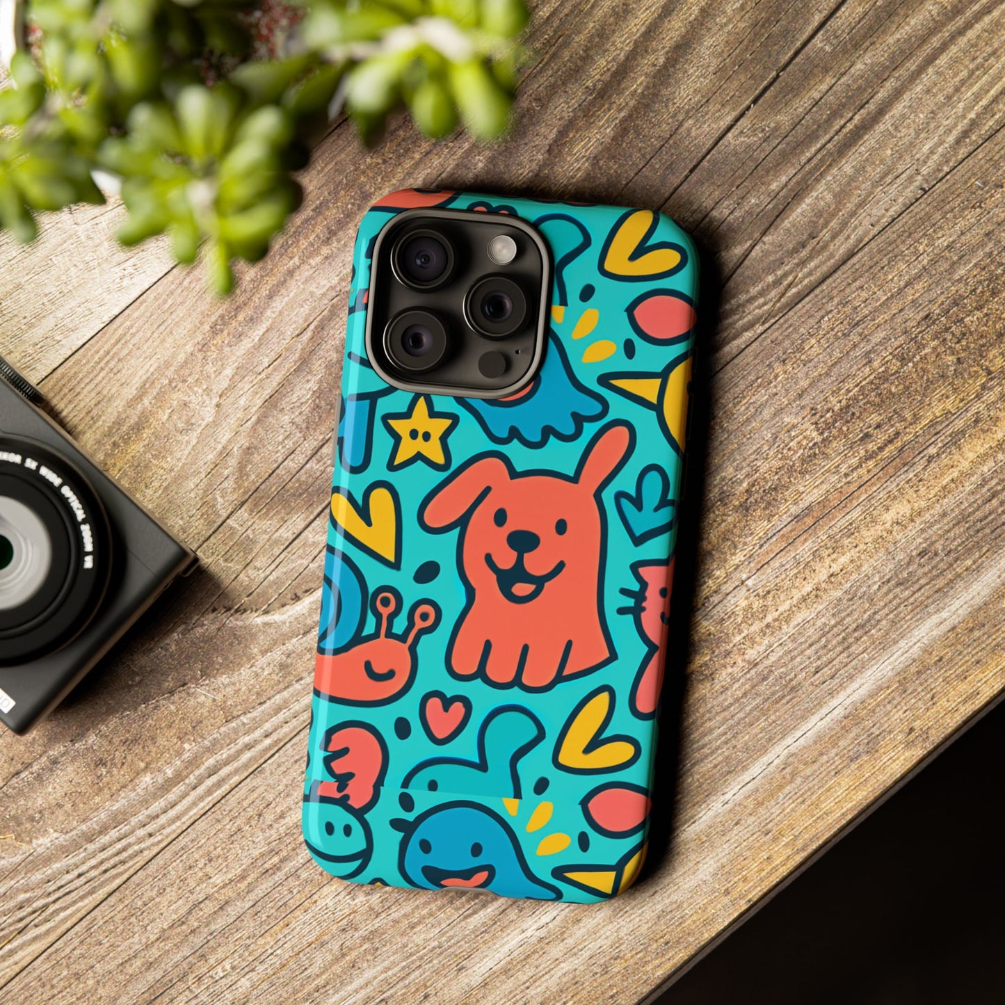 vibrant colourful protective phone case with fun animal cartoon design – stylish protection for kids and adults compatible with iphone 13, 14, 15 & 16 – all models including pro, pro max & plus