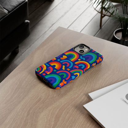 Vibrant Rainbow Geometric 3D Wrap Protective Phone Case for Stylish Accessories Compatible with iPhone 13, 14, 15 & 16 – All Models Including Pro, Pro Max & Plus