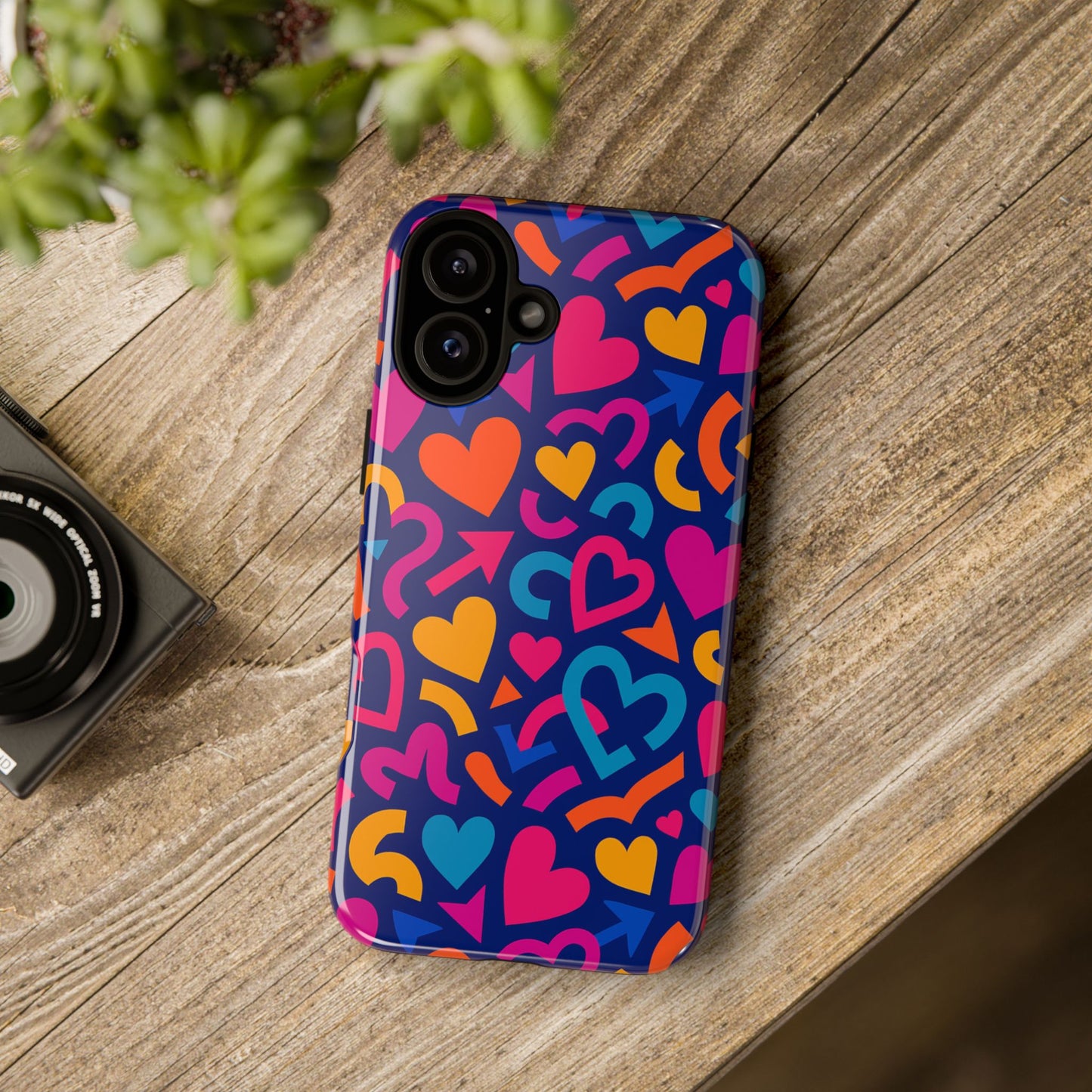 vibrant multicolour heart pattern protective phone case with 3d wrap design for stylish smartphone accessories compatible with iphone 13, 14, 15 & 16 – all models including pro, pro max & plus