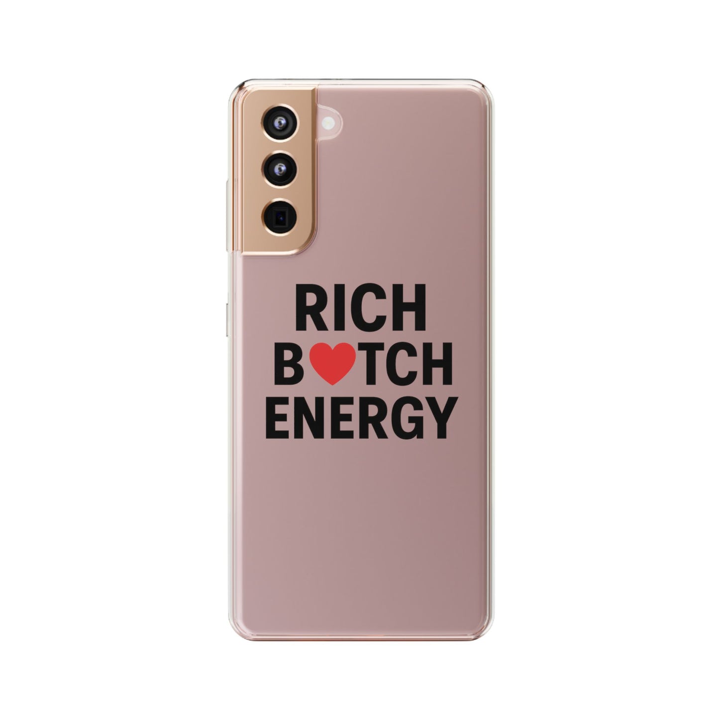 rich bitch energy clear phone case for confident individuals - stylish protection with shock-absorbing materials and scratch-resistant design for everyday use