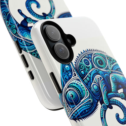 Vibrant 3D Wrap Protective Phone Case with Blue Chameleon Design, Creative Accessory for Unique Style, Compatible with iPhone 13, 14, 15 & 16 – all models including Pro, Pro Max & Plus