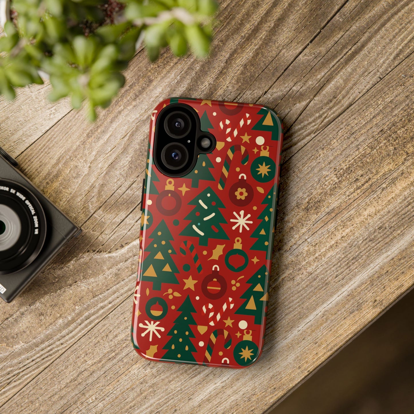festive red christmas phone case with 3d wrap design – vibrant protection for iphone 13, 14, 15 & 16 – all models including pro, pro max & plus