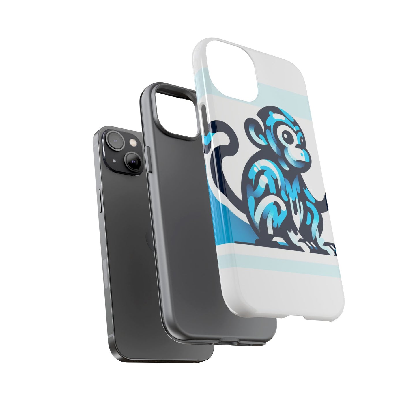 vibrant 3d monkey-inspired phone case for stylish protection in blue – unisex design compatible with iphone 13, 14, 15 & 16 – all models including pro, pro max & plus