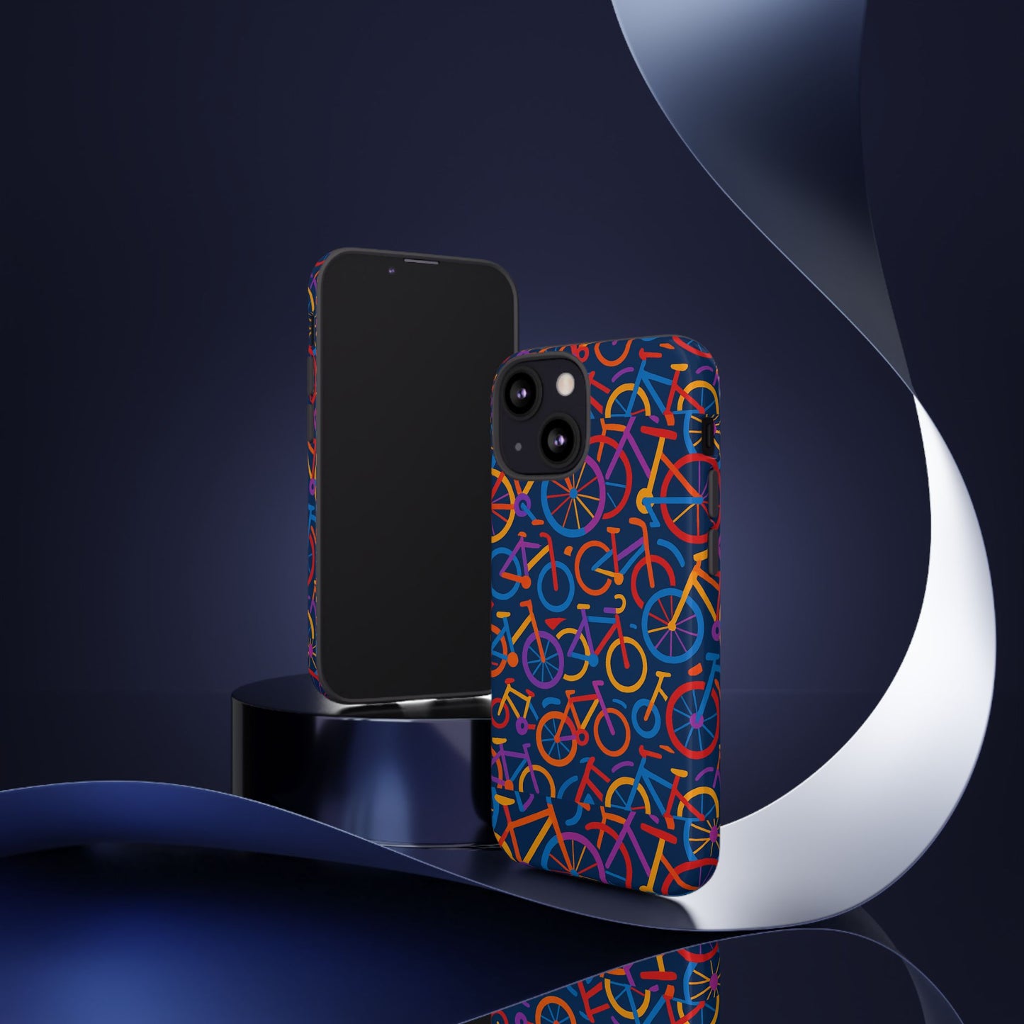 multicolour 3d bicycle pattern protective phone case stylish design for creative individuals compatible with iphone 13, 14, 15 & 16 – all models including pro, pro max & plus