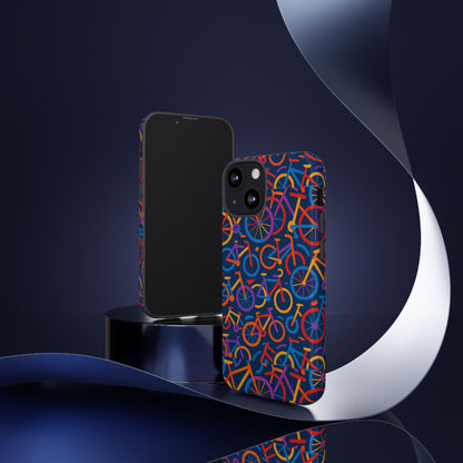 Multicolour 3D Bicycle Pattern Protective Phone Case Stylish Design for Creative Individuals Compatible with iPhone 13, 14, 15 & 16 – all models including Pro, Pro Max & Plus
