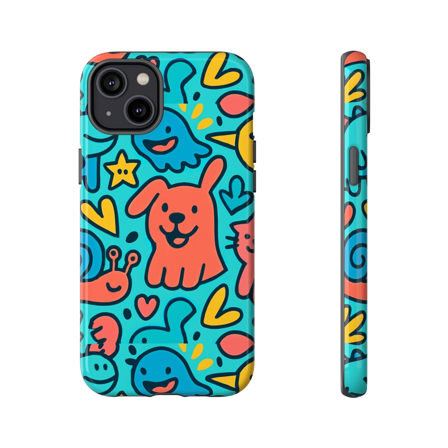 vibrant colourful protective phone case with fun animal cartoon design – stylish protection for kids and adults compatible with iphone 13, 14, 15 & 16 – all models including pro, pro max & plus
