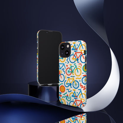 Vibrant 3D Bicycle Print Protective Phone Case – Colourful Unisex Accessory for Style and Fun – Compatible with iPhone 13, 14, 15 & 16 – All Models Including Pro, Pro Max & Plus