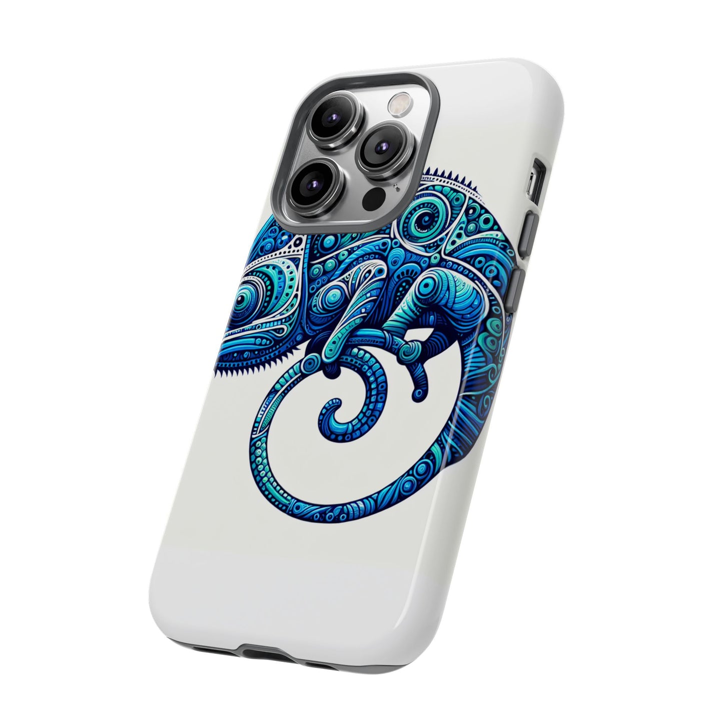 vibrant 3d wrap protective phone case with blue chameleon design, creative accessory for unique style, compatible with iphone 13, 14, 15 & 16 – all models including pro, pro max & plus