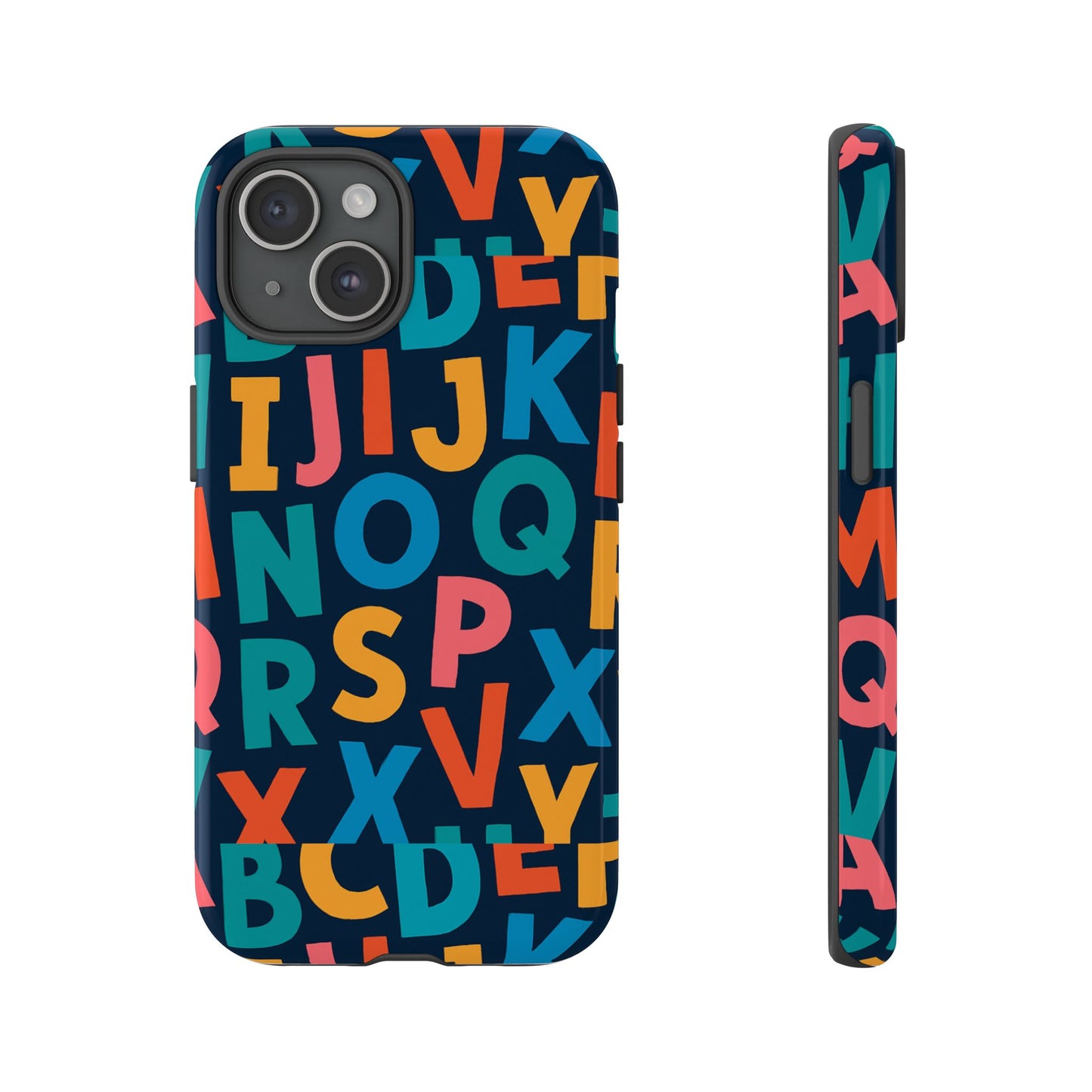 multicolour 3d letter print protective phone case for creative style and individuality compatible with iphone 13, 14, 15 & 16 – all models including pro, pro max & plus