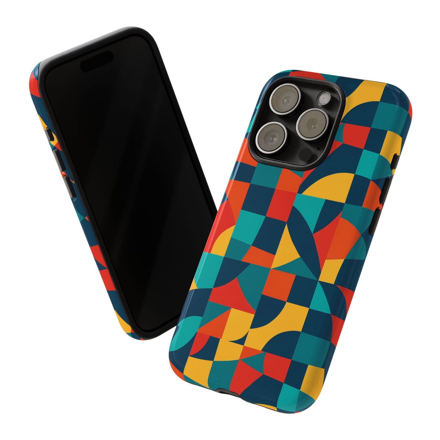 vibrant multicolour geometric 3d wrap phone case for stylish protection and unique expression compatible with iphone 13, 14, 15 & 16 – all models including pro, pro max & plus