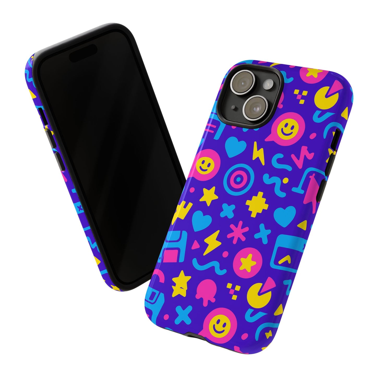 multicolor y2k protective phone case with 3d wrap design – fun and playful accessory compatible with iphone 13, 14, 15 & 16 – all models including pro, pro max & plus