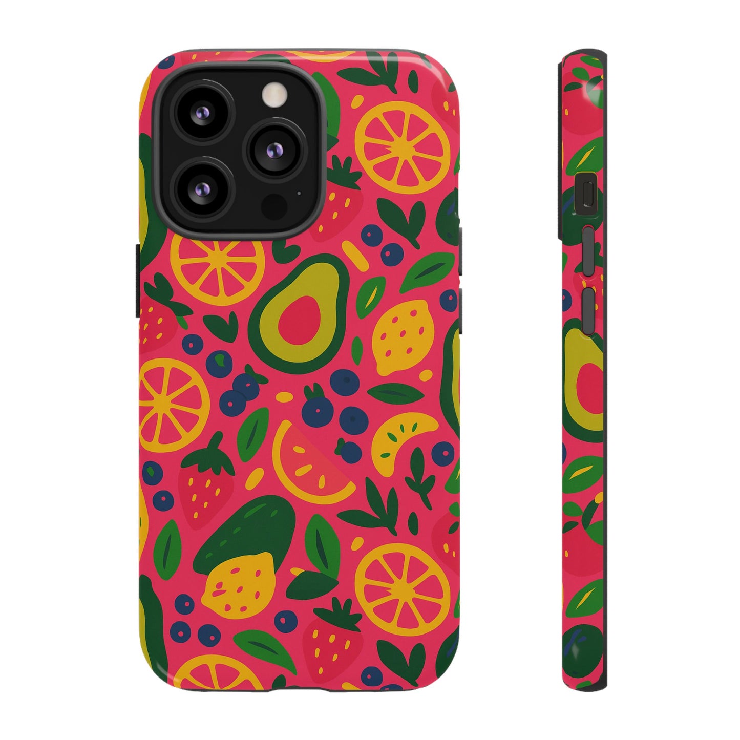 vibrant 3d fruit pattern protective phone case - playful accessory for individuality and stylish protection compatible with iphone 13, 14, 15 & 16 – all models including pro, pro max & plus