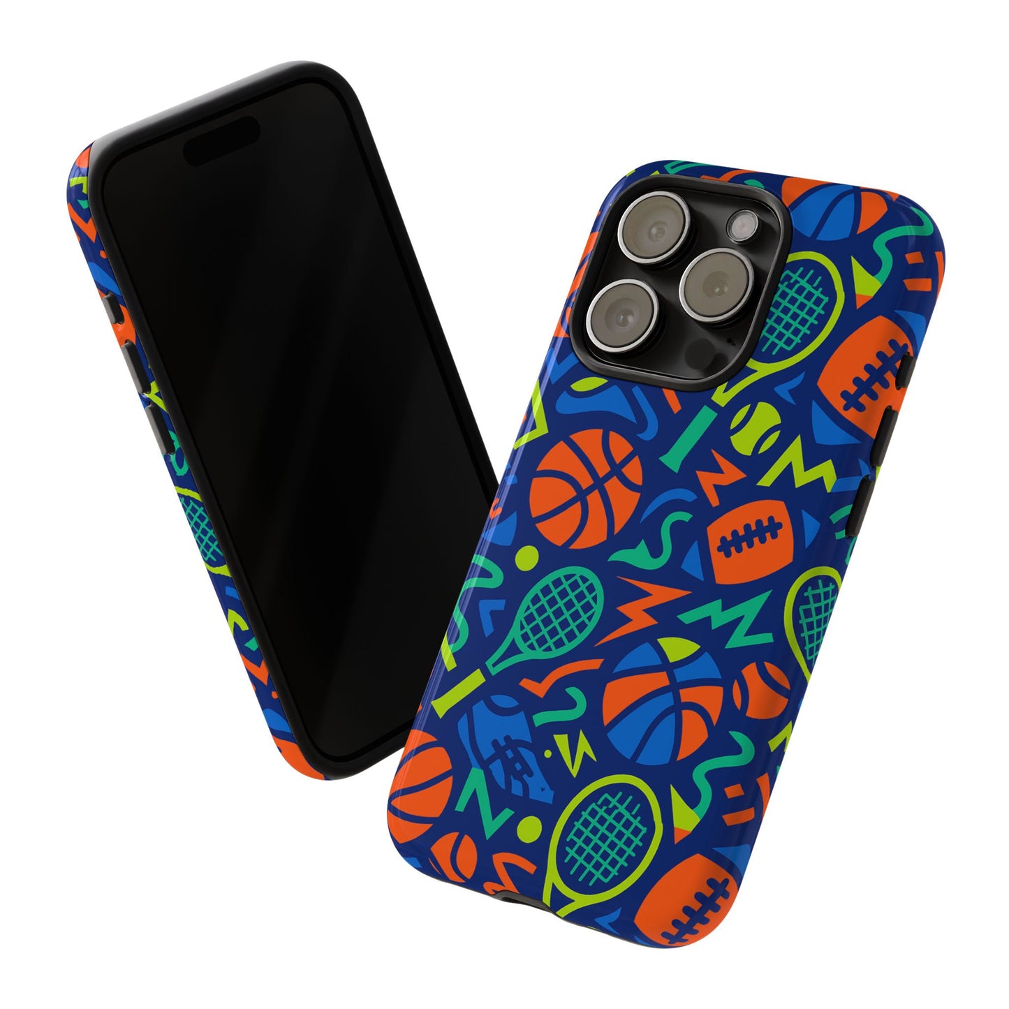 vibrant 3d sports pattern protective phone case for unisex – colourful accessory for stylish protection compatible with iphone 13, 14, 15 & 16 – all models including pro, pro max & plus