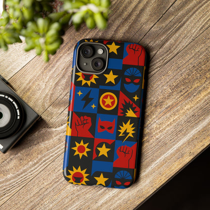 Vibrant Superhero Phone Case with Retro 3D Design for Stylish Protection Compatible with iPhone 13, 14, 15 & 16 – All Models Including Pro, Pro Max & Plus