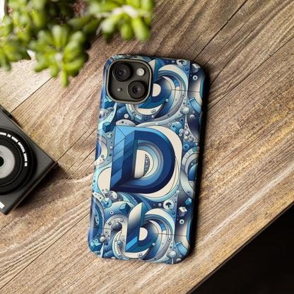 Blue Alphabet D Phone Case with 3D Wrap and Shock Absorption for Kids and Teens Durable TPU Cover with Vivid Print and UV Protection