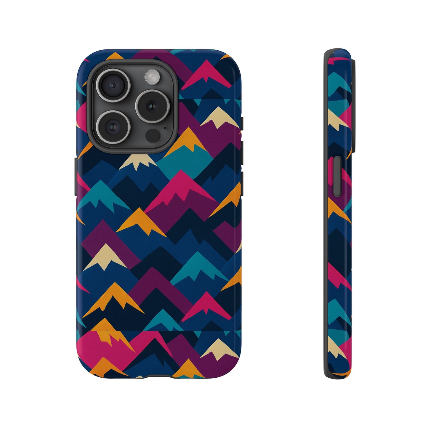 multicolour mountain geometric protective phone case – stylish accessory for unique self-expression compatible with iphone 13, 14, 15 & 16 – all models including pro, pro max & plus