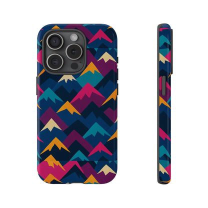 Multicolour Mountain Geometric Protective Phone Case – Stylish Accessory for Unique Self-Expression Compatible with iPhone 13, 14, 15 & 16 – all models including Pro, Pro Max & Plus