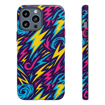 Vibrant Retro Lightning Bolt Protective Phone Case with 3D Design for Fashion Lovers Compatible with iPhone 13, 14, 15 & 16 – all models including Pro, Pro Max & Plus