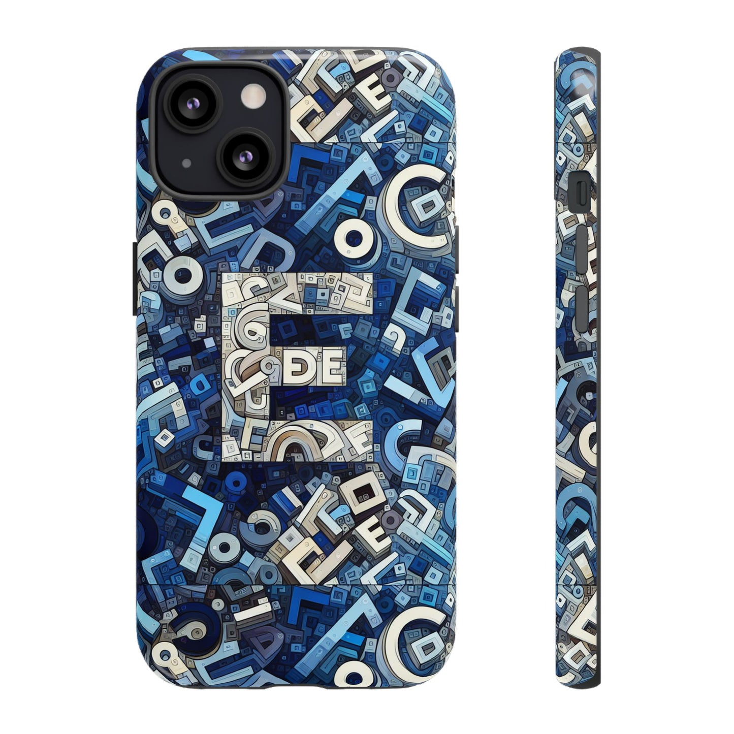 blue alphabet e phone case with 3d wrap design for stylish protection and personalised tech accessory for men and women