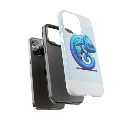 Vibrant 3D Chameleon Phone Case in Blue Retro Design for Stylish Protection – Compatible with iPhone 13, 14, 15 & 16 – all models including Pro, Pro Max & Plus