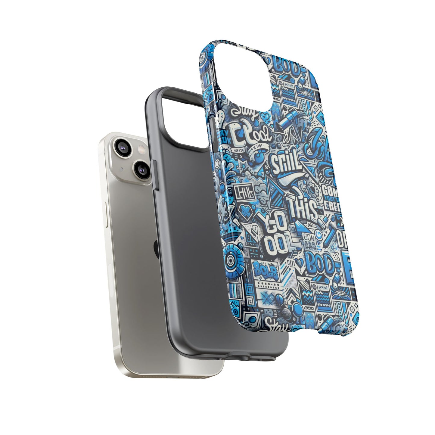 3d wrap protective phone case in vibrant blue retro design for unique style and playful expression compatible with iphone 13, 14, 15 & 16 – all models including pro, pro max & plus