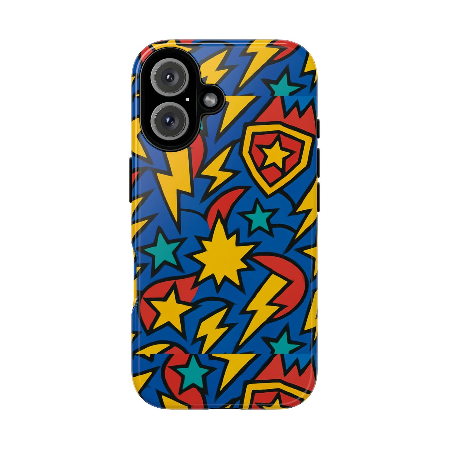 multicolour superhero phone case with 3d design for playful protection compatible with iphone 13, 14, 15 & 16 – all models including pro, pro max & plus