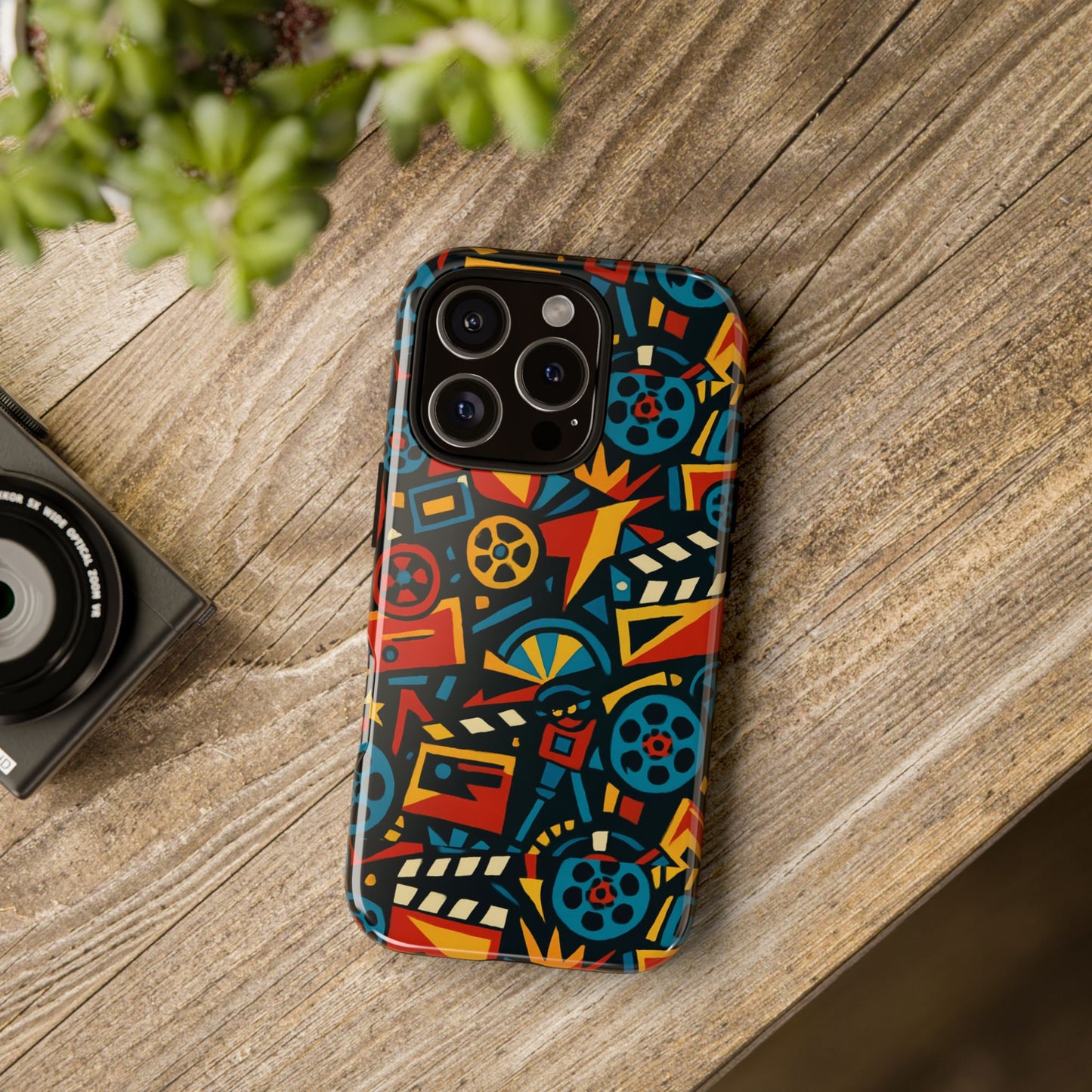 vibrant retro movie-inspired protective phone case with 3d design for stylish protection compatible with iphone 13, 14, 15 & 16 – all models including pro, pro max & plus