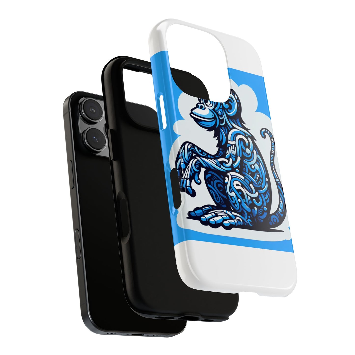 vibrant 3d monkey design phone case in blue – stylish protection for smartphones compatible with iphone 13, 14, 15 & 16 – all models including pro, pro max & plus