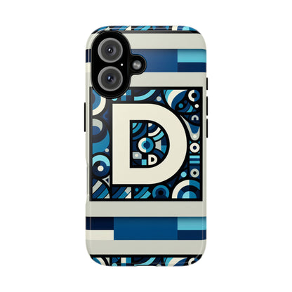 Blue Alphabet Letter D Phone Case with 3D Wrap and Shock Protection for Kids and Teens